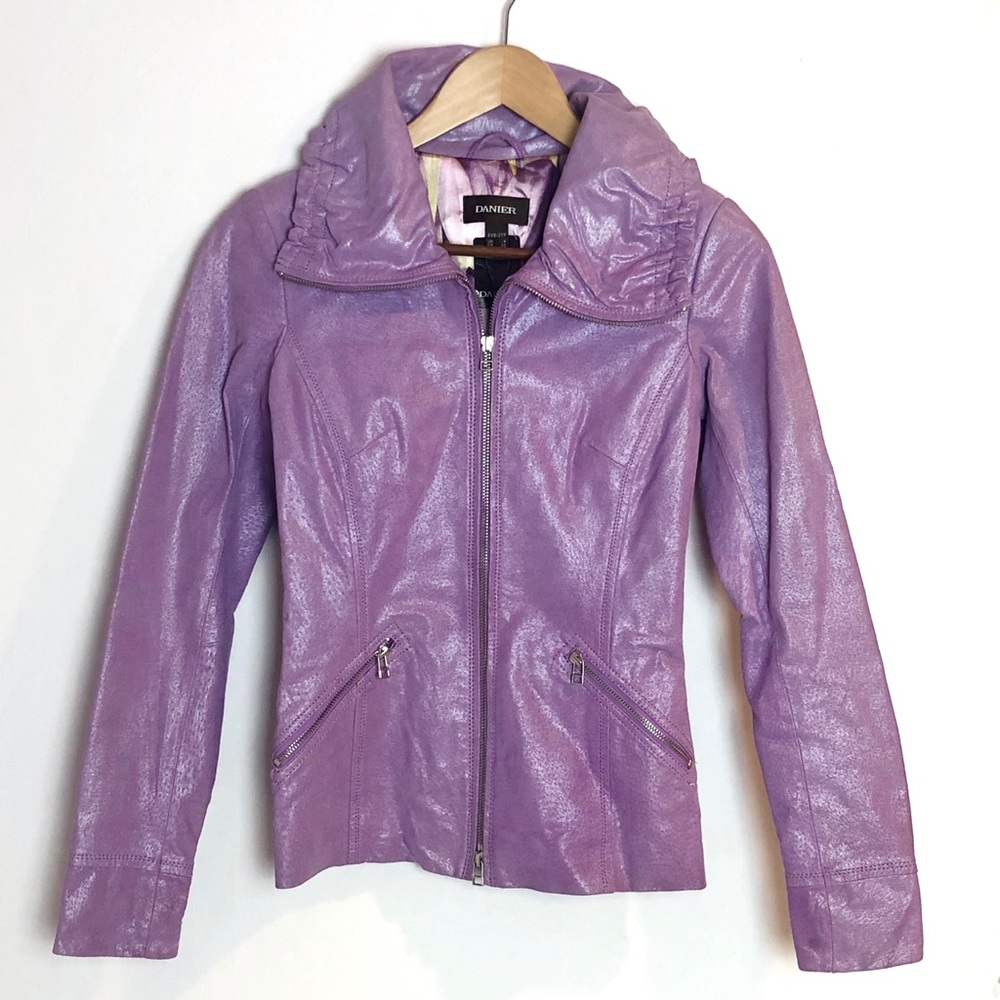 Danier Leather Purple Jacket Size XXXS